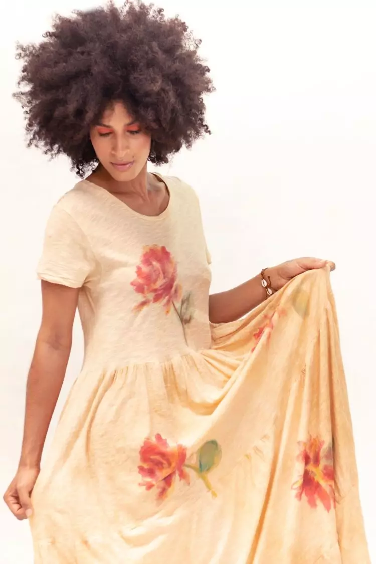 Vestido longo  franzido estampa floral