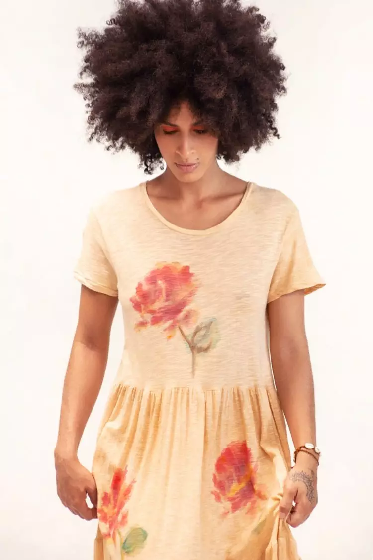 Vestido longo  franzido estampa floral
